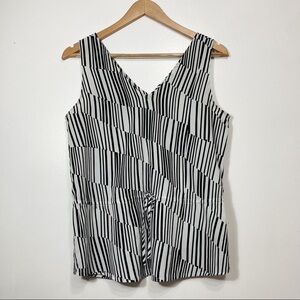 Banana Republic Black & White Striped Drawstring Tank Top Size Petite S